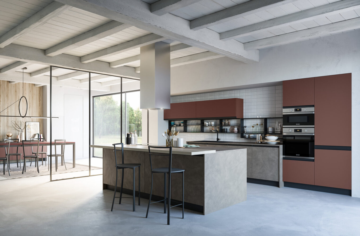 Una cucina presente nello Showroom Mosca Mobili a Como.